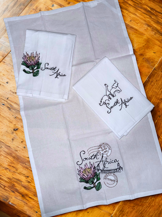 SA Protea Stamp Kitchen Towel