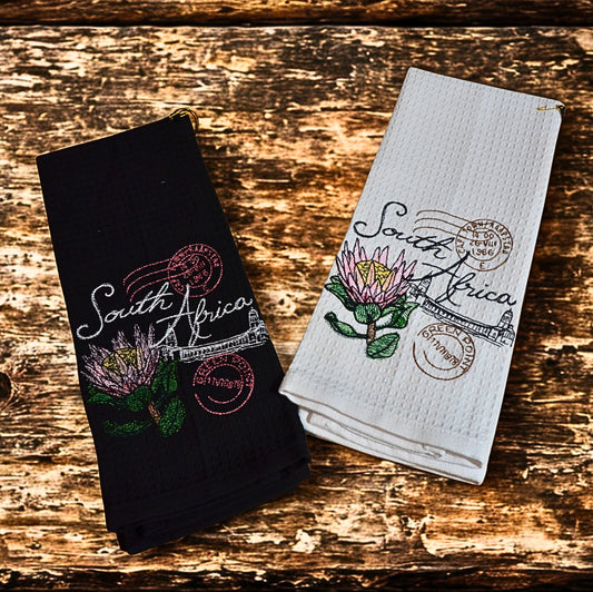 SA Protea Stamp Kitchen Towel