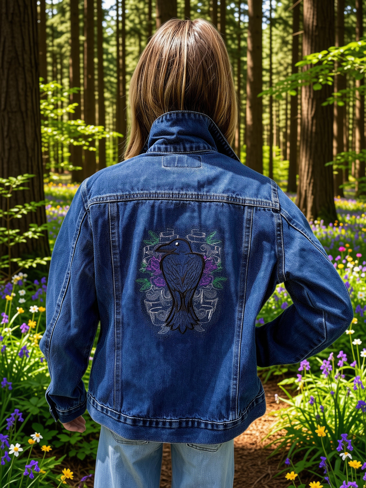 Denim Jacket Raven Crest